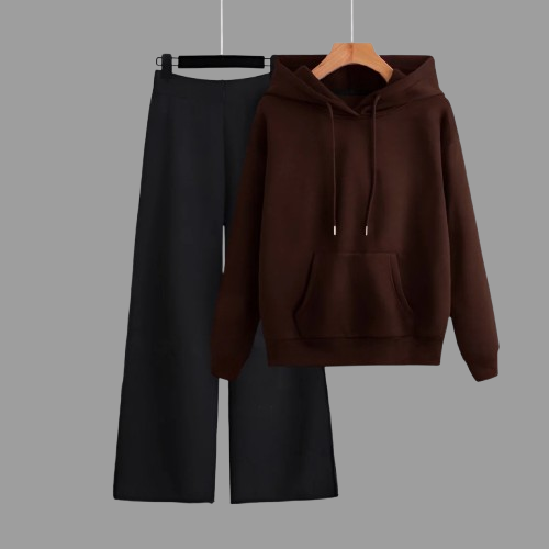 Brown Hoodie & Black Flapper