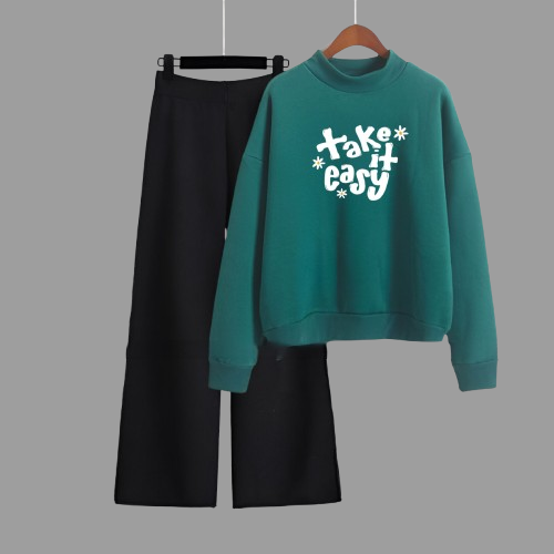 Take It Easy Green Sweatshirt & Black Flapper