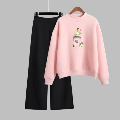 Coffee Queen Pink Sweatshirt & Black Flapper