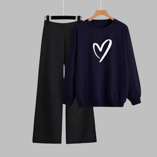 Heart Navy Sweatshirt & Black Flapper