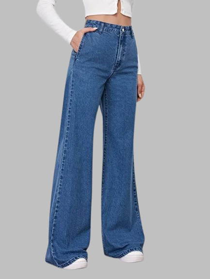 Navy Blue Wide Leg Jeans