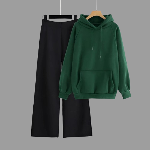 Green Hoodie & Black Flapper